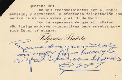 Lot #155 Fulgencio Batista Typed Letter Signed