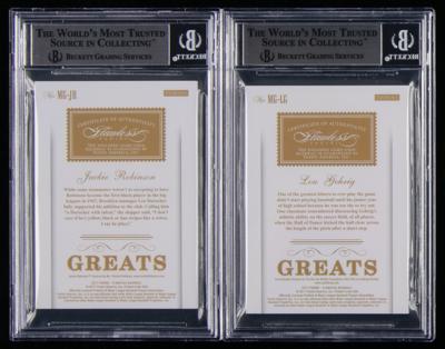 Lot #836 2017 Panini Flawless Material Greats Gold Lou Gehrig and Jackie Robinson Relics - Image 2