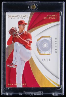 Lot #843 2018 Immaculate Collection Immaculate Swatches Shohei Ohtani Button (2/10) - Image 1