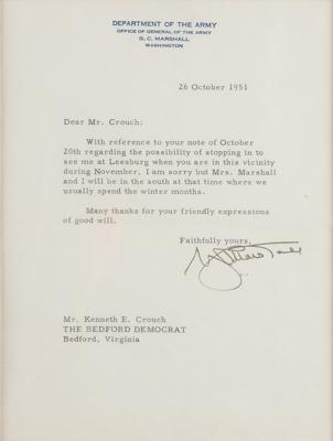 Lot #377 George C. Marshall Typed Letter Signed - Image 2