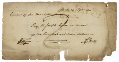 Lot #167 Aaron Burr Document Signed