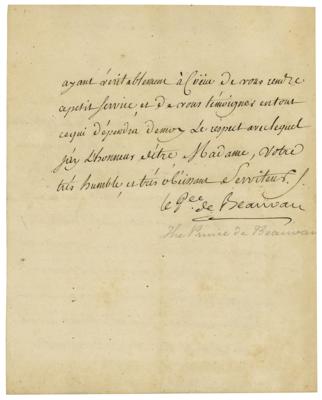 Lot #156 Charles Juste de Beauvau, Prince of Craon Letter Signed - Image 2