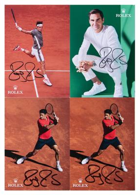 Lot #723 Roger Federer (4) Signed Promo Cards