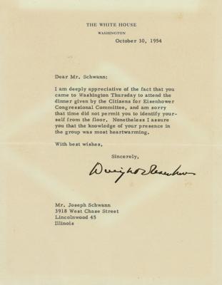 Lot #55 Dwight D. Eisenhower Typed Letter Signed as President