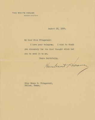 Lot #63 Herbert Hoover Typed Letter Signed as President