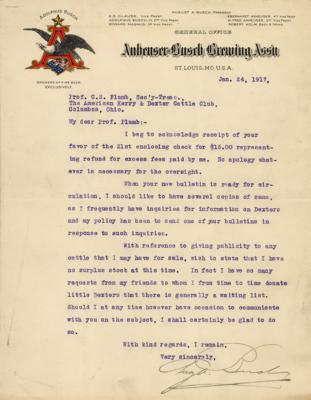 Lot #105 August Anheuser Busch, Sr. Typed Letter Signed