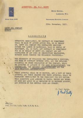 Lot #199 J. Paul Getty Typed Letter Signed