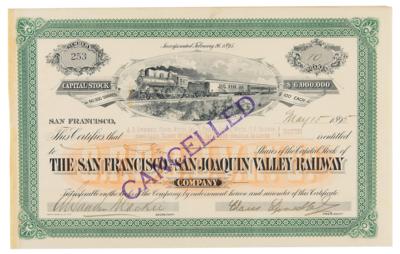 Lot #291 Claus Spreckels Signed Stock Certificate - Image 1