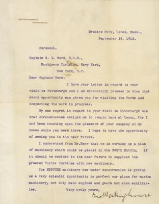 Lot #127 George Westinghouse Typed Letter Signed