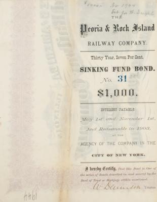 Lot #338 Peoria & Rock Island Railway Company Bond - Image 2