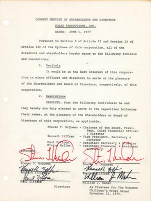 Lot #625 Steve McQueen Document Signed Twice