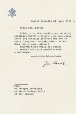 Lot #128 Pope John Paul II Typed Letter Signed - Image 1