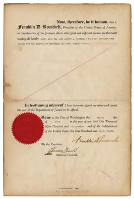 Lot #22 Franklin D. Roosevelt Document Signed as President