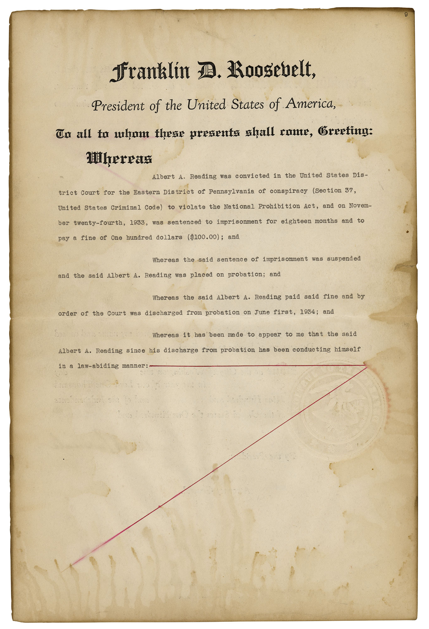 Lot #22 Franklin D. Roosevelt Document Signed as President - Image 2