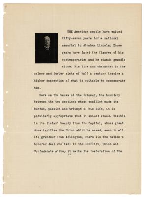 Lot #18 William H. Taft Signed Lincoln Memorial Speech - Image 2