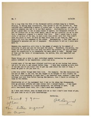 Lot #169 Richard E. Byrd Typed Letter Signed - Image 2