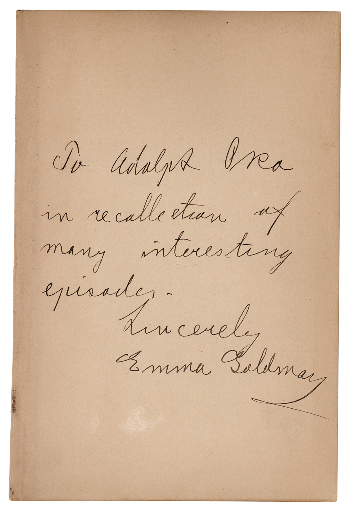 Lot #200 Emma Goldman Autograph Note Signed