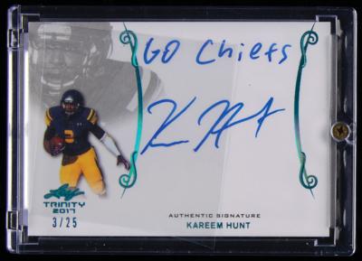 Lot #924 2017 Leaf Trinity Kareem Hunt Autograph (3/25) - Image 1