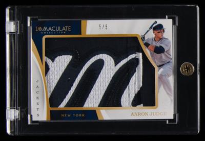Lot #825 2017 Immaculate Collection Jackets Aaron Judge Jumbo Logo Patch (5/5) - Image 1