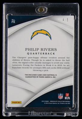 Lot #920 2016 Panini Immaculate Collection Logos Philip Rivers Player-Worn Patch (4/5) - Image 2