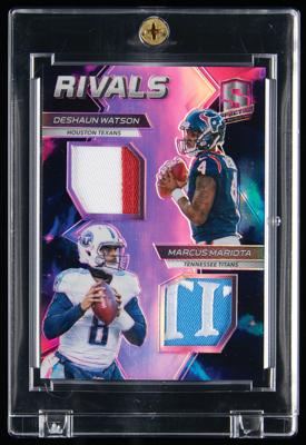 Lot #929 2017 Panini Spectra Rivals Deshaun Watson/Marcus Mariota Dual Player-Worn Patch (1/2) - Image 1