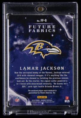 Lot #938 2019 Panini Origins Future Fabrics Lamar Jackson Player-Worn Patch (3/5) - Image 2