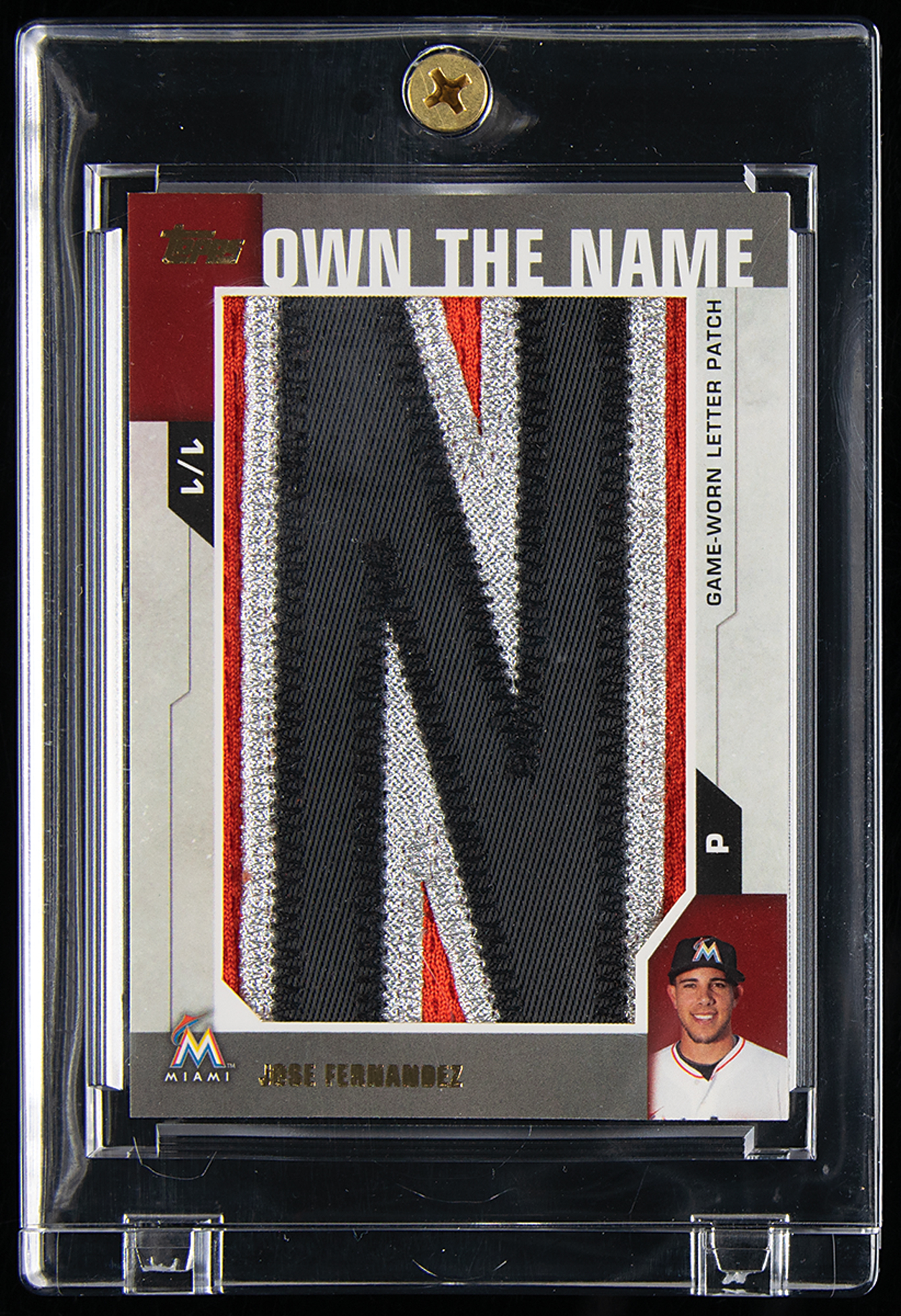 Jose Fernandez player worn jersey patch baseball card (Miami