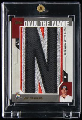 Lot #808 2014 Topps Update Own the Name Jose Fernandez Game-Used Letter Patch (