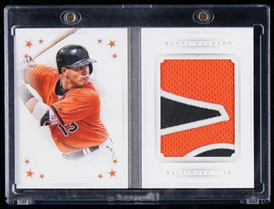 Lot #818 2016 National Treasures Manny Machado Jumbo Game-Used Patch Booklet (3/10) - Image 1