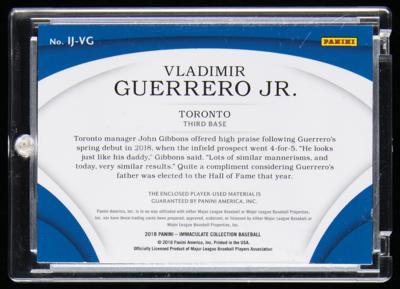Lot #846 2018 Immaculate Collection Vladimir Guerrero Jr. Player-Used Jumbo Swatch (21/99) - Image 2