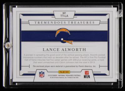 Lot #932 2018 National Treasures Tremendous Treasures Lance Alworth Player-Worn Jumbo Patch (9/25) - Image 2