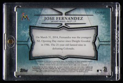 Lot #814 2015 Topps Jose Fernandez Autograph/Game-Used Patch (5/10) - Image 2