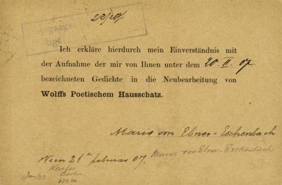 Lot #499 Marie von Ebner-Eschenbach Typed Letter Signed - Image 1
