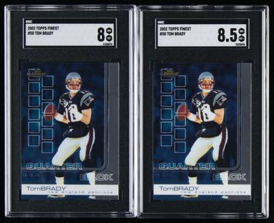 Lot #907 2002 Topps Finest #50 Tom Brady (2) SGC 8 and 8.5 - Image 1