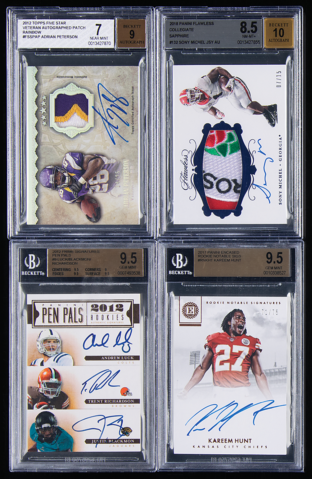 Lot #953 Running Backs (4) Autographed Cards