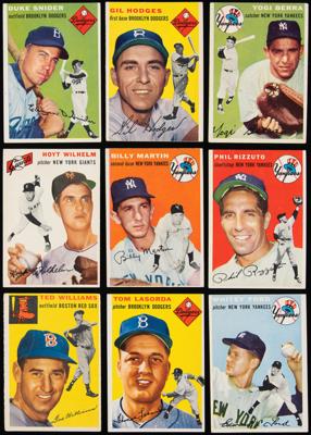Lot #786 1954 Topps Baseball Mid-Grade Near Set (215/250) with Williams, Berra, and Snider