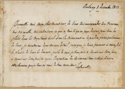 Lot #344 Marquis de Lafayette Autograph Letter Signed