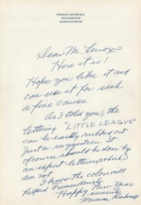 Lot #452 Norman Rockwell Autograph Letter Signed