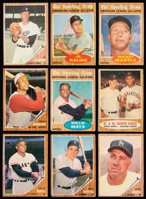 Lot #793 1962 Topps Baseball Near Set (536/598) with Variations, HOFers, and Green Tints (80+ Extra Cards)