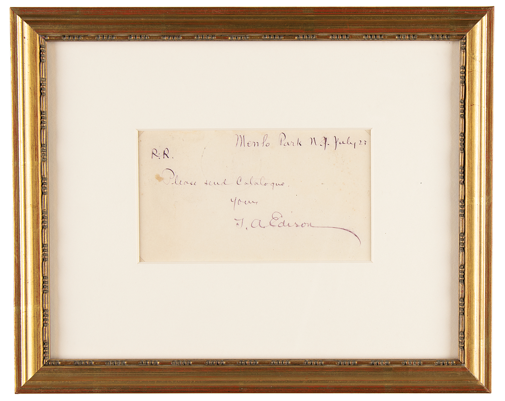 Thomas Edison Autograph Note Signed | Sold for $2,505 | RR Auction