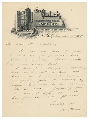 Lot #125 Nikola Tesla Autograph Letter Signed