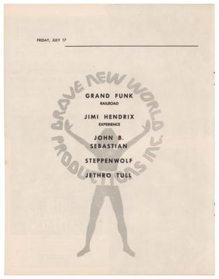 Lot #2091  Jimi Hendrix: Rare 1970 New York Pop Festival Program - Image 3