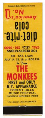 Lot #2101 Jimi Hendrix Experience and The Monkees 1967 Forest Hills Matchbook