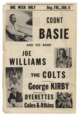 Lot #2169 Apollo Theater 1950 Handbill Page: Count Basie, Dinah Washington, Ruth Brown, and Pearl Bailey - Image 1