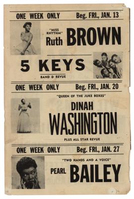 Lot #2169 Apollo Theater 1950 Handbill Page: Count Basie, Dinah Washington, Ruth Brown, and Pearl Bailey - Image 2