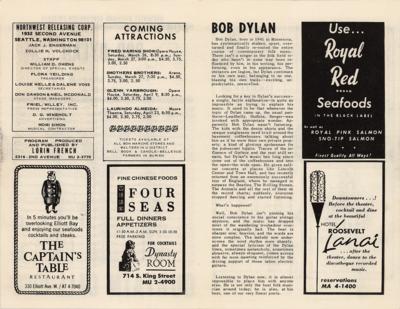Lot #2080 Bob Dylan 1966 Seattle Concert Program - Image 2