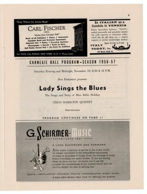 Lot #2173 Billie Holiday 1956 Carnegie Hall Program - Image 2