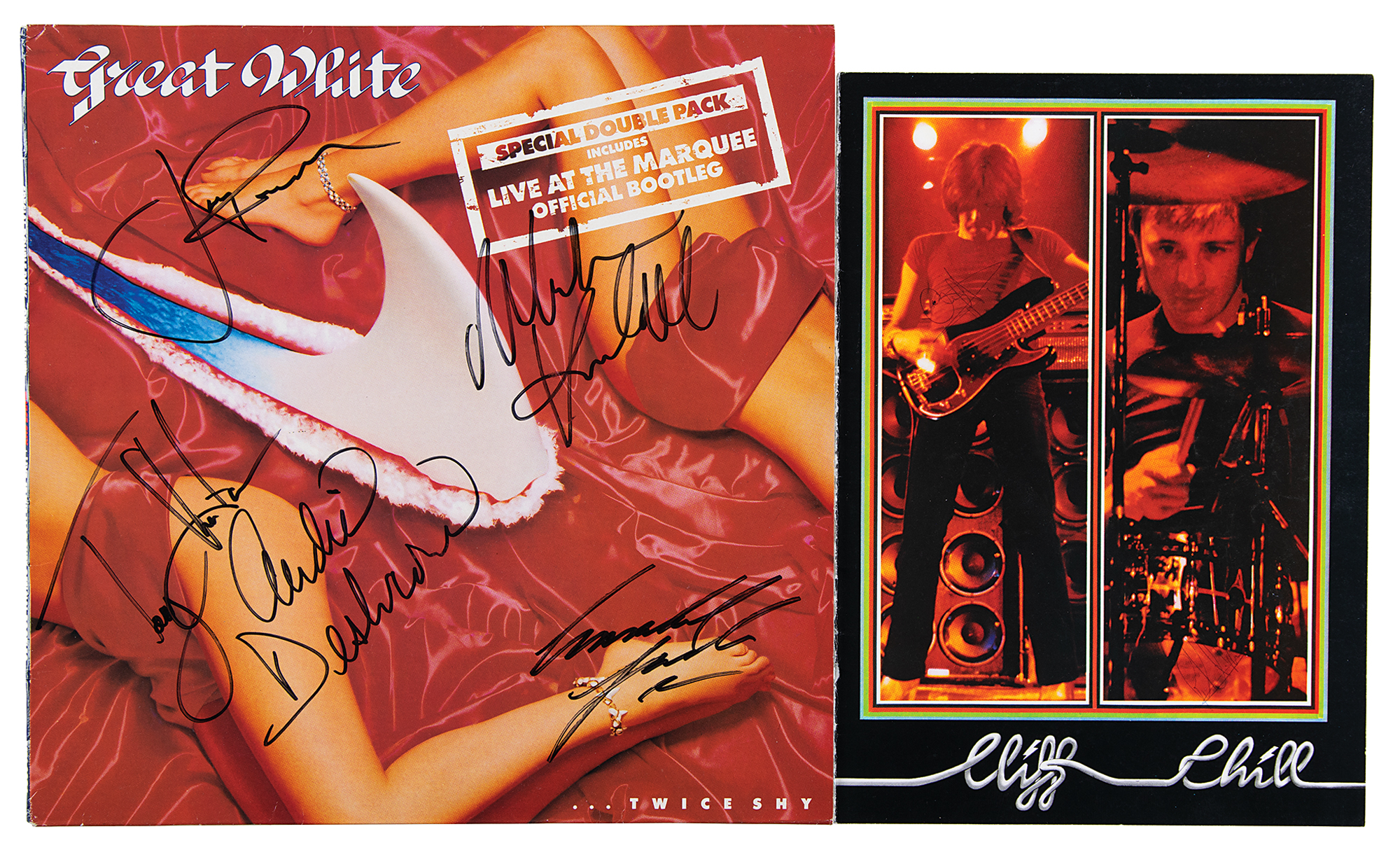 Lot #2318 Hard Rock: AC/DC and Great White (2) Signed Items