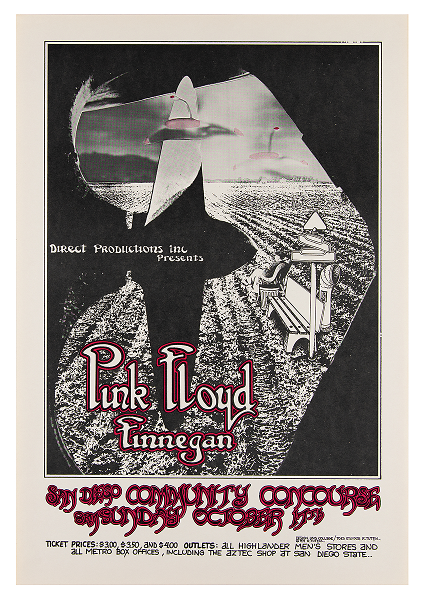 Lot #2159 Pink Floyd 1971 San Diego Concert Poster