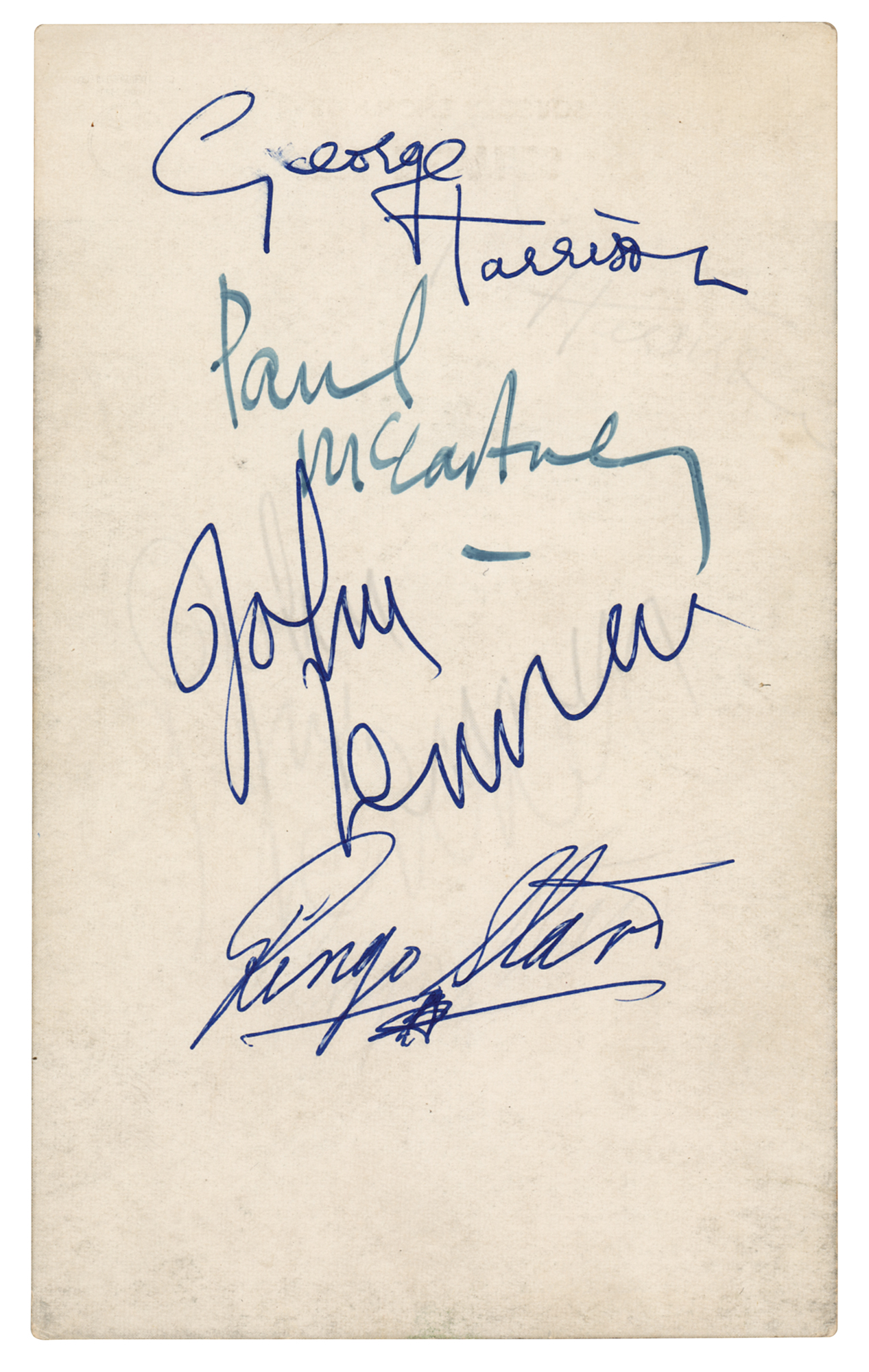 Lot #2001 Beatles Signed Promo Card